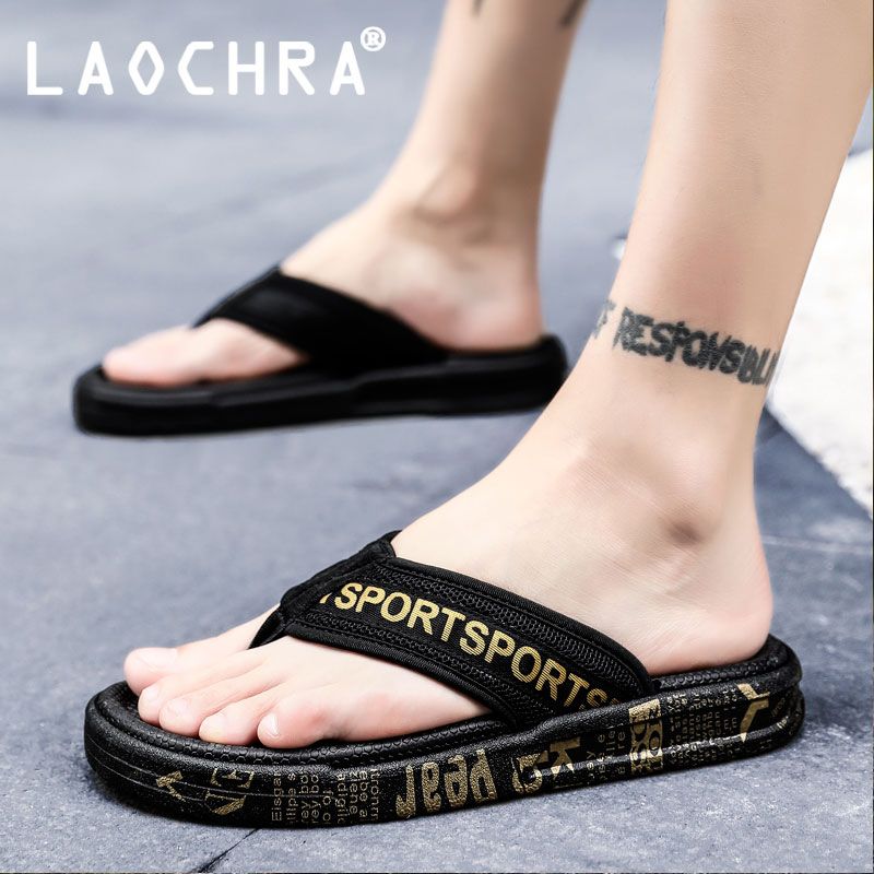 Fashion Sandals Men Slippers Flat Black Men's Flip Flops Casual Shoes Soft Sole Summer Beach Sandals Flip Flops