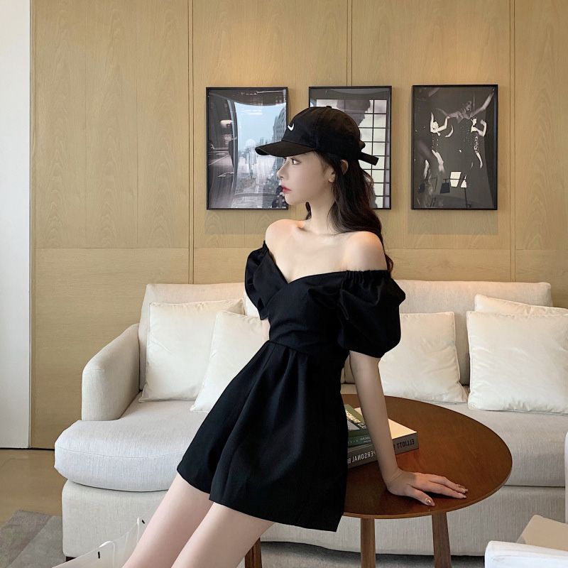 Women Loose Wide-leg Jumpsuit Women One-shoulder Waist Slimming Jumpsuit color