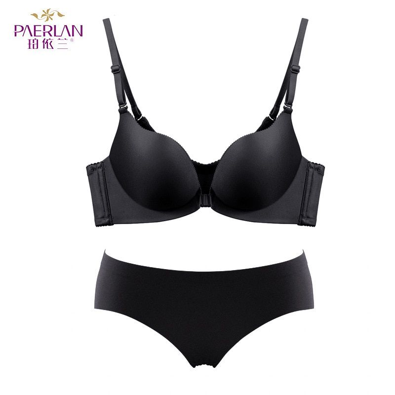 PAERLAN Women Wire Free  Summer Seamless Bra Wireless Front Button Female  A Piece Glossy Seamless Push Up Solid Underwear