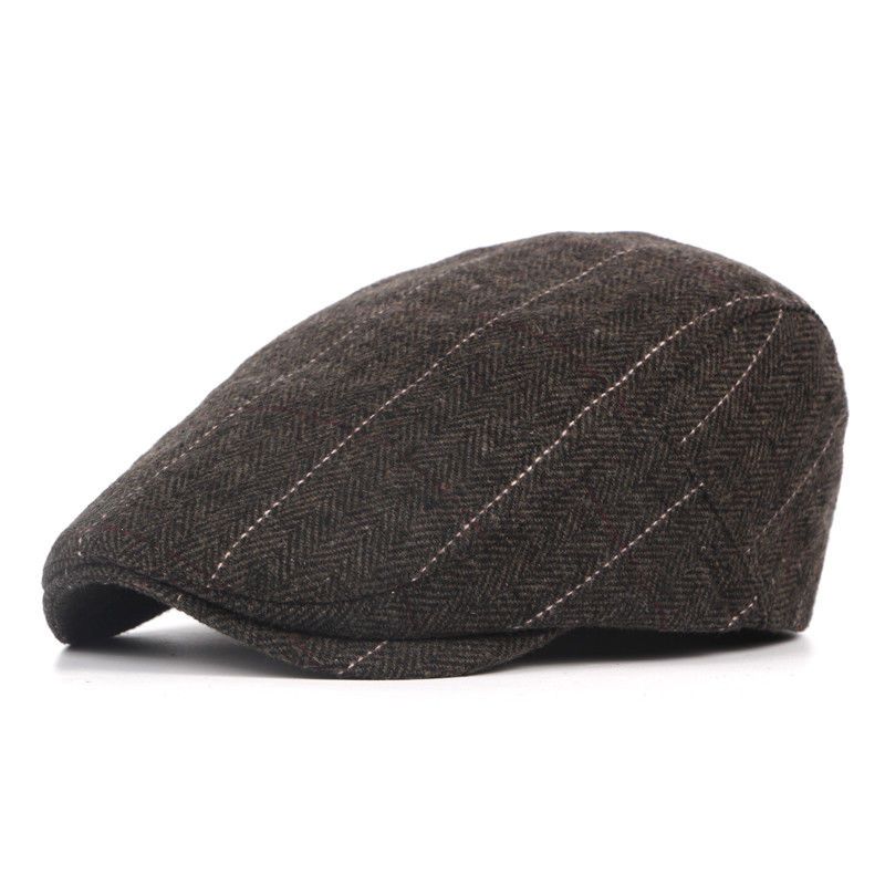 Mens Flat Cap Beret herringbone Newsboy Bakerboy Hat