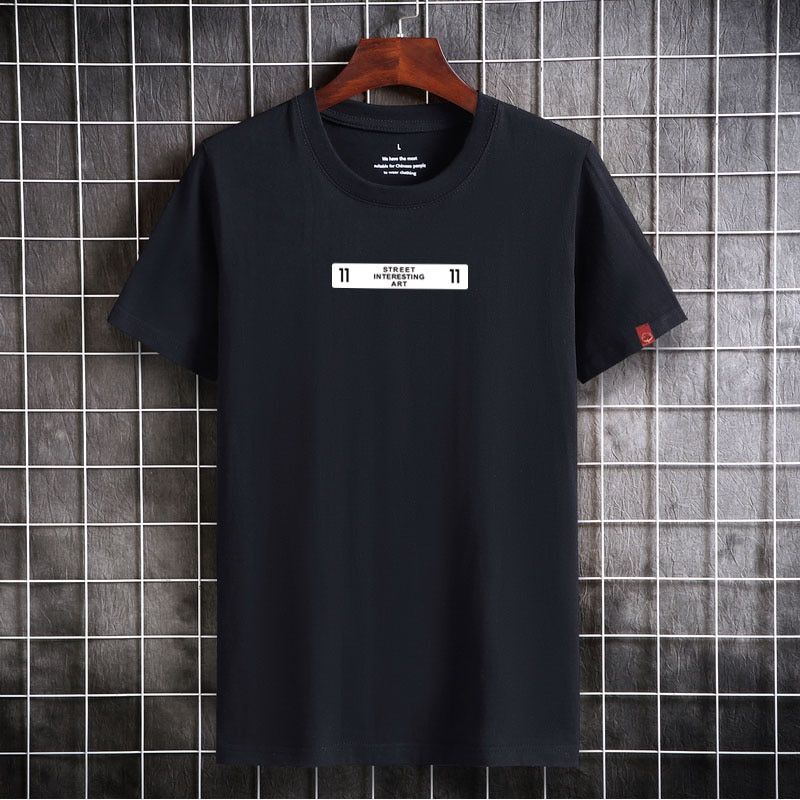 Men's T-shirt Cotton Short Sleeve Tide Man Fashion Big Size Bottoming Men's T-shirt Tops Round Neck Tee Summer White Tee