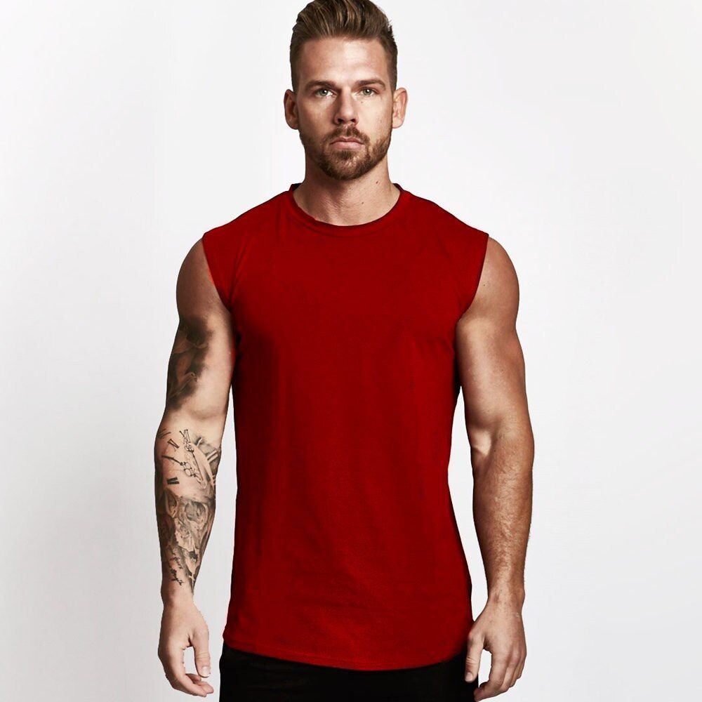 Gym TaTop Men Fitness Bodybuilding Workout Cotton Sleeveless shirt New Male Summer Casual Singlet Solid Vest Tops Undershirt