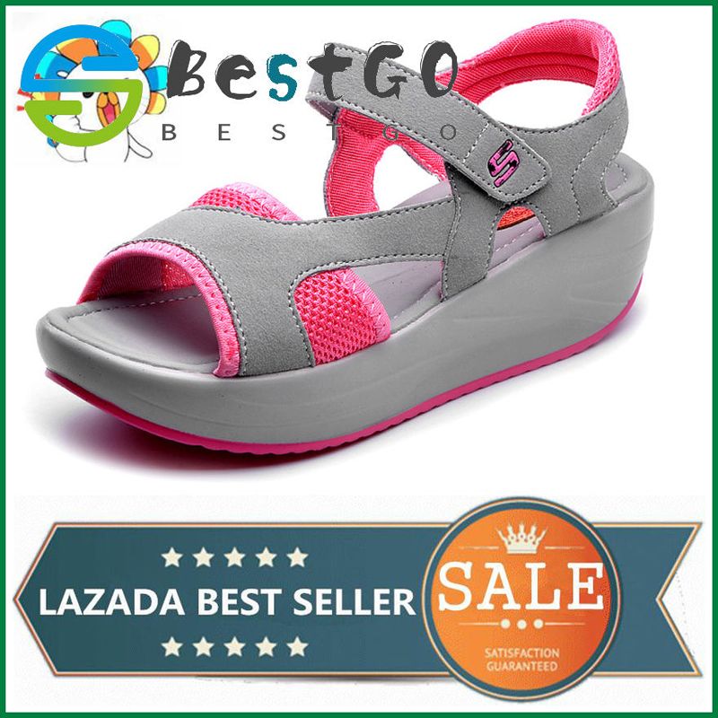 Wedge Sandals for Women Summer Korean Thick Bottom Sports Sandals Garterize Straps Open Toe Wedge Sandals Croc Women Sandals