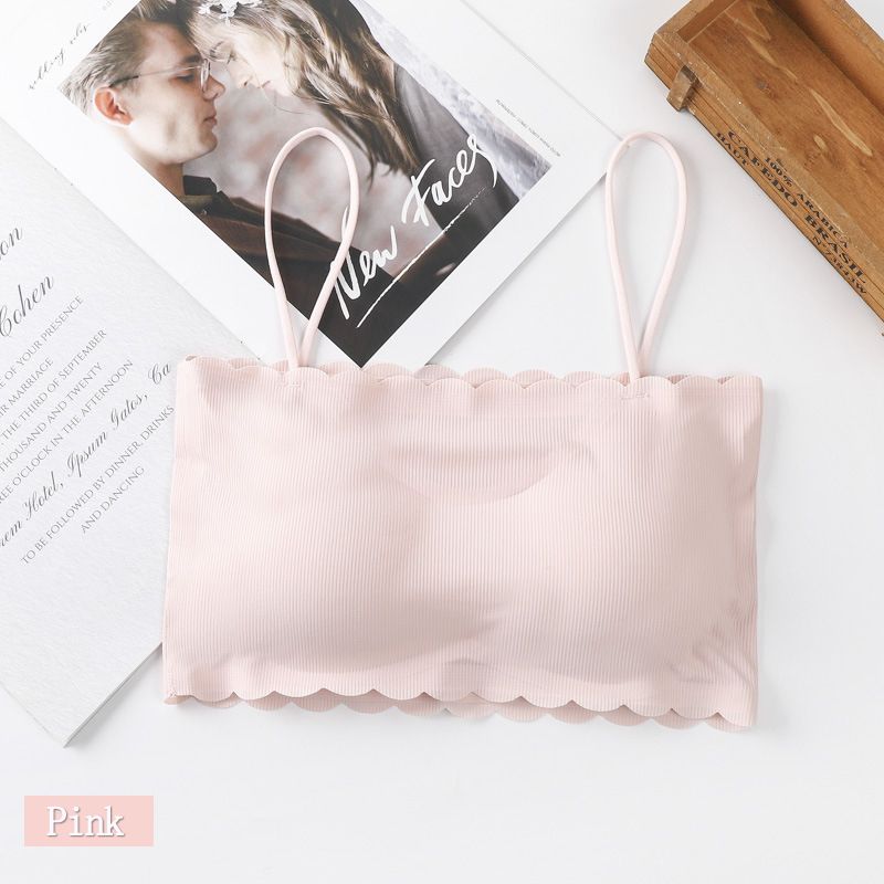 ice silk seamless bra Wave lace bra strapless bra Padded Bra camisole Breathable Underwear Ladies Beautiful Back Lingerie
