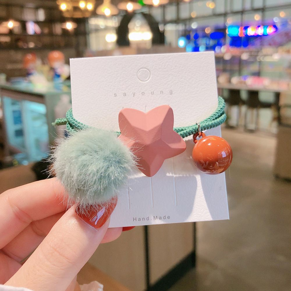 【ALLGOOD】Korean version of the frosted fivepointed star plush ball rope hair high elastic