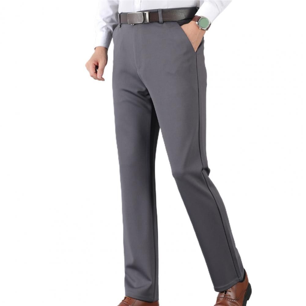 Slim Men Suit Pants Solid Color Business Casual Dress Pants High Waist Thick Formal Male Trousers for Work