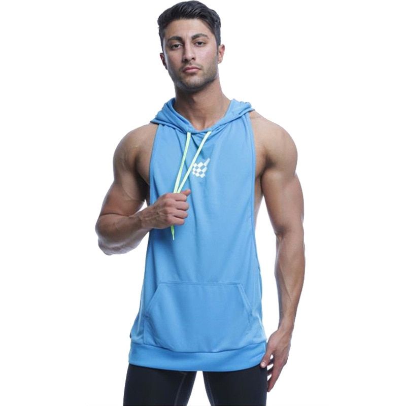 Summer Brand Gyms Clothing Men Bodybuilding Hooded TaTop Sleeveless Vest Sweatshirt Fitness Workout Srtswear Tops Male