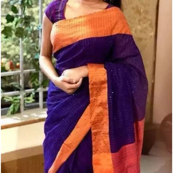 Multicolor Paar Cotton Tangail Tat Chumki Saree for Women