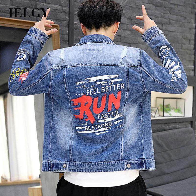 IELGY 【S-3XL】denim jacket men's thin Korean style slim and handsome upper clothes