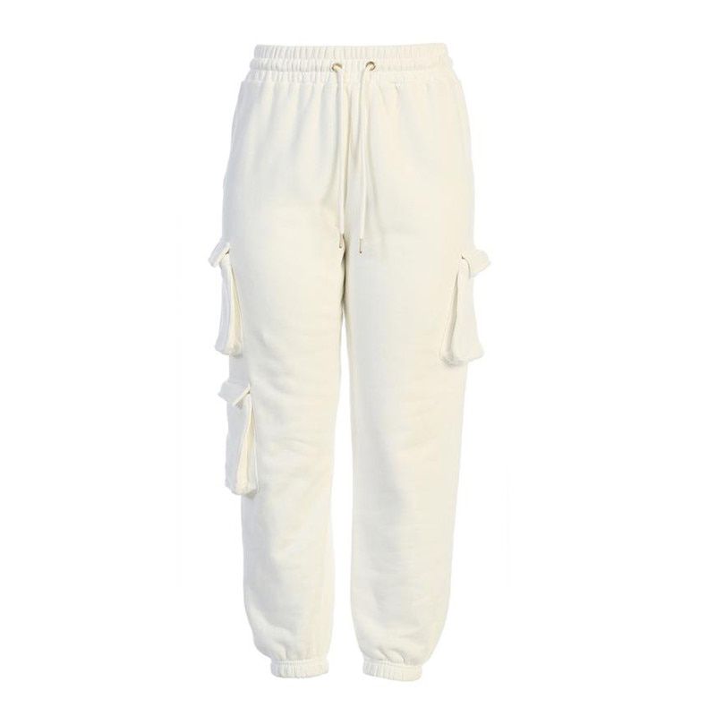 Fall Spring Vintage Patchwork Joggers Sweatpants Woman Trousers Elastics High Waist Solid Color Pants