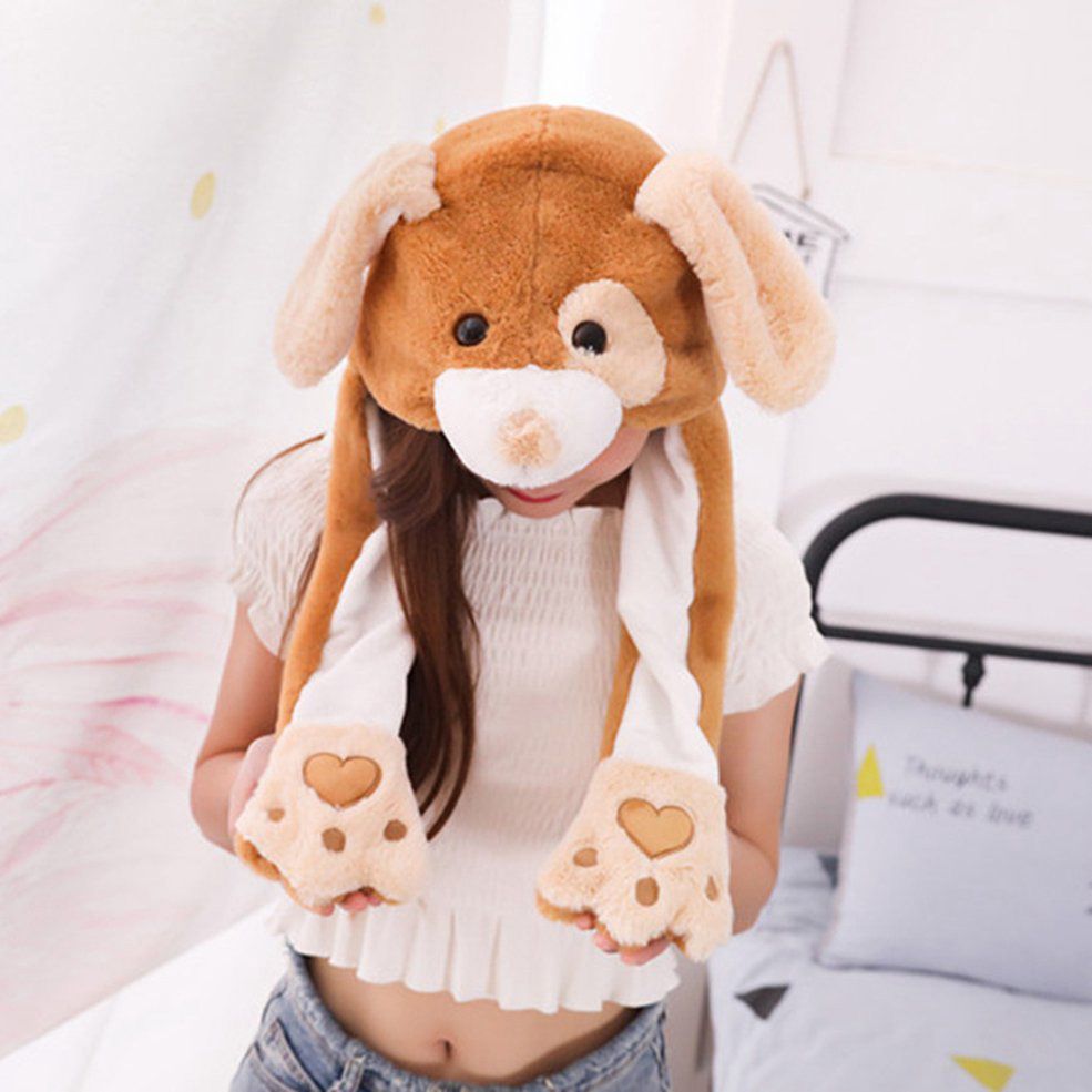 Toy Hat Pinch Long Ears Moving Hat Plush Rabbit Ears Hat Funny Hat Airbag Cap