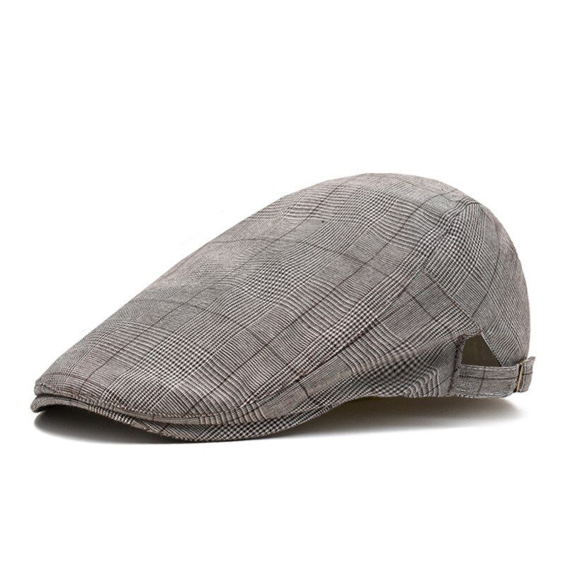 Men Checks Plaid Cotton Gatsby Cap Driving Sun Flat Cabbie Newsboy Ivy Hat