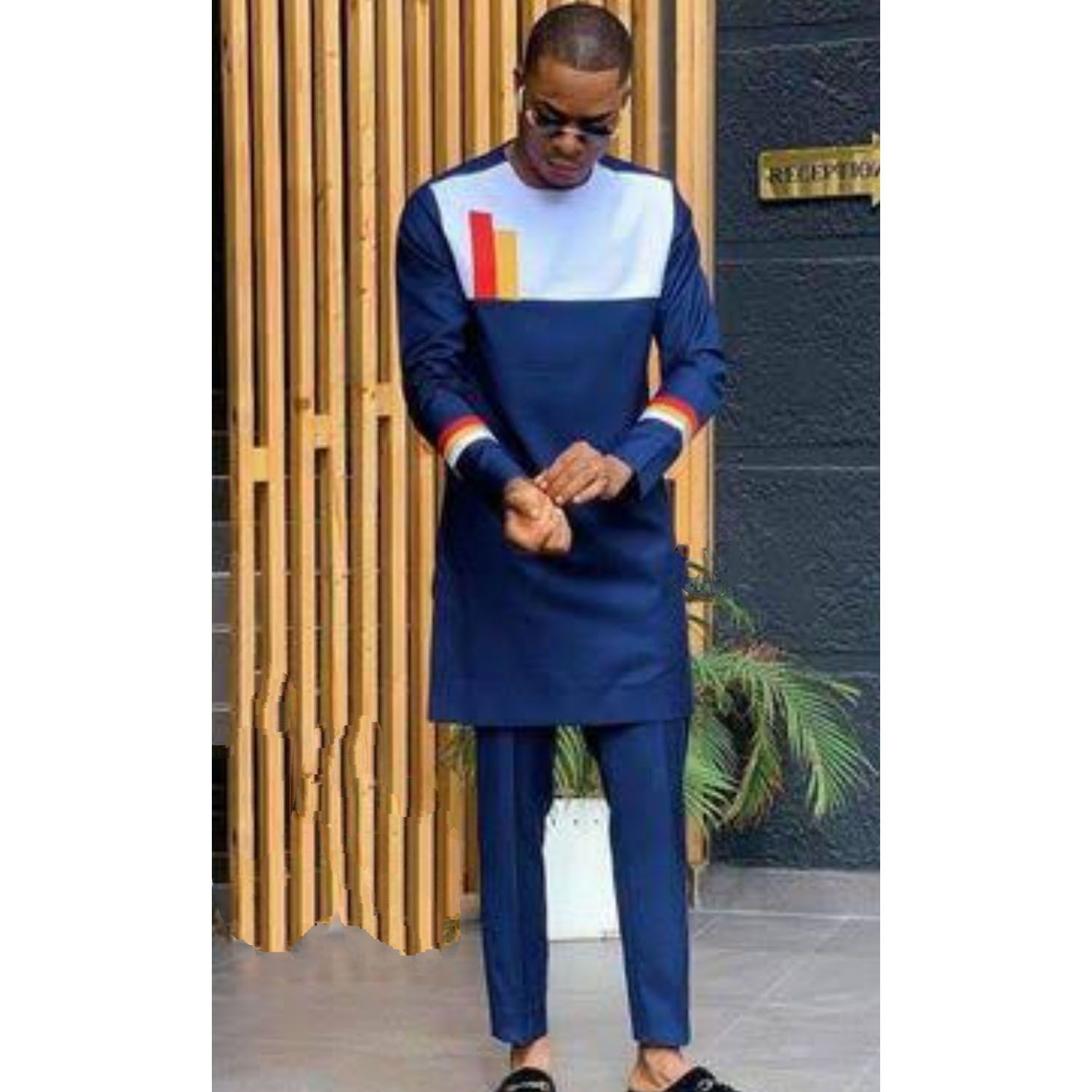 Blue colour Cotton Casual Semi Long Panjabi for Men