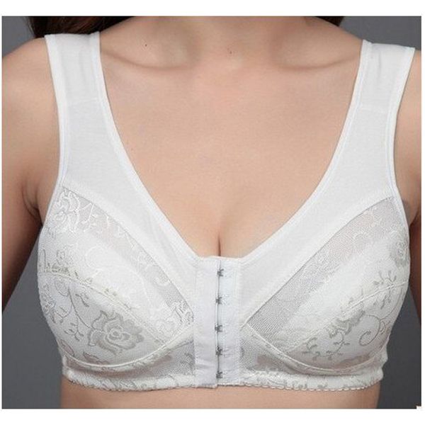Great mother bras front 5 button cotton and wireless bra Sweat Breathable large cup B C D plus size big size braette bts Bh C3-