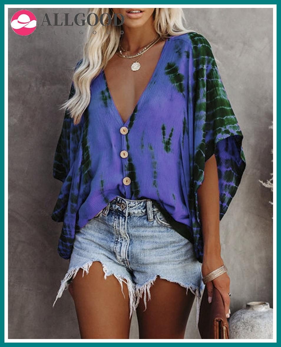 Autumn Summer Women Blouses Vintage Tees Button V Neck Sexy Casual Befree Short Sleeve 5XL Big Large Tops Plus Sizes Shirts