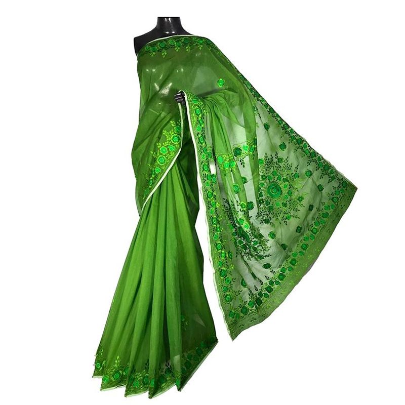 Green Cotton Saree for Women