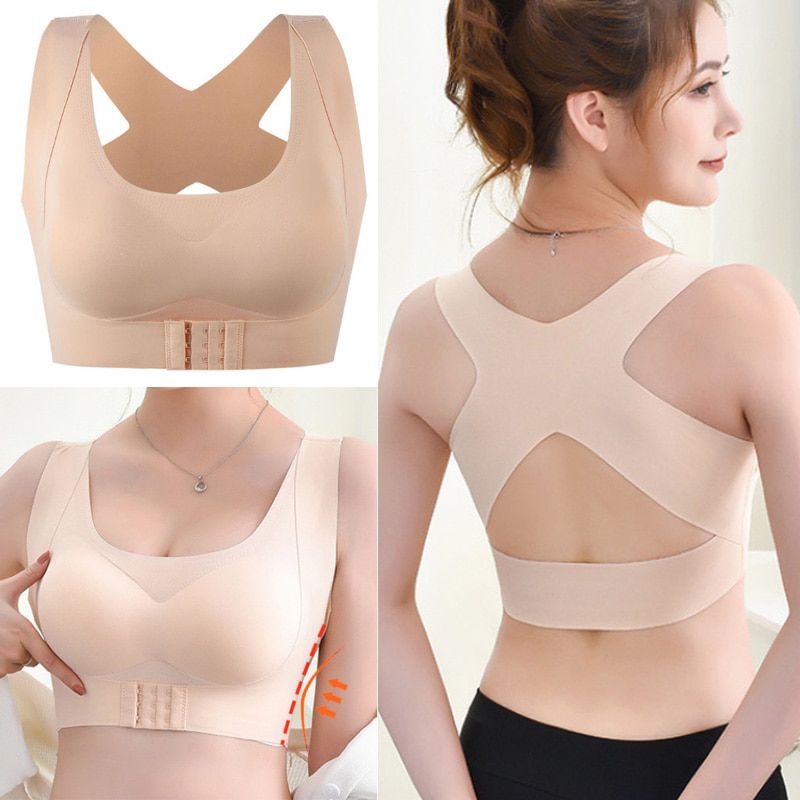 Women Push Up Bra Front Closure Underwear Fitness Vest Posture Corrector Bralette Female Brassiere Cross Back Clothes
