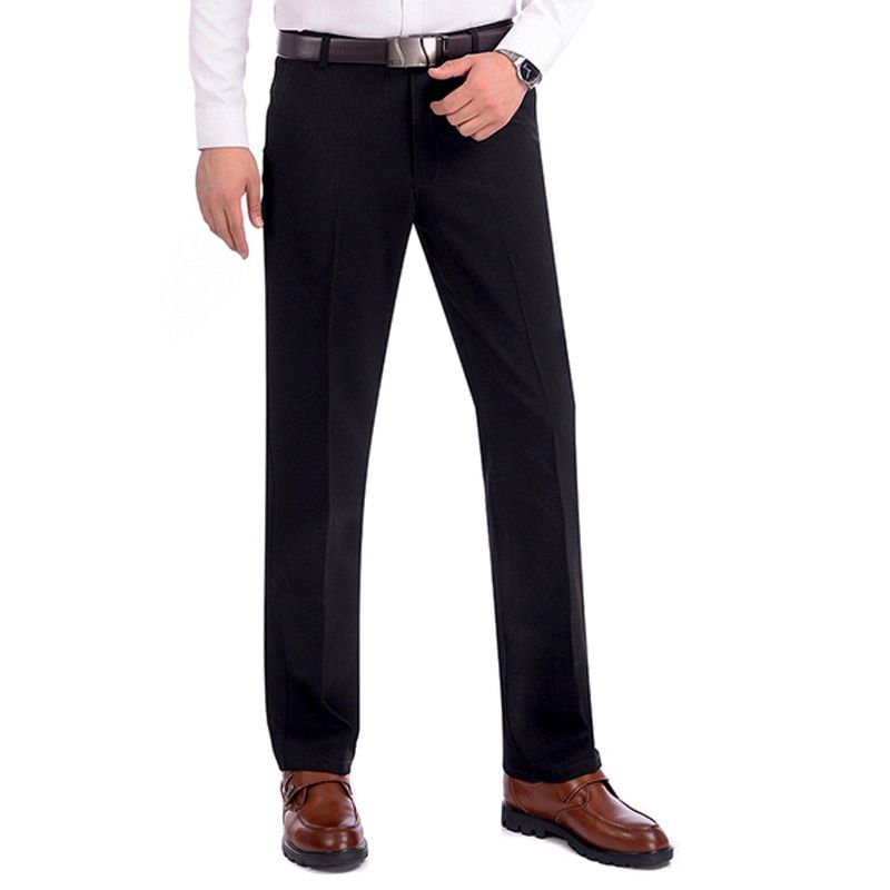 Spring Autumn Dress Pants High Elastic Knitting Fashion Suit Pants Men's Casual Pants Plus Size Men Straight Trousers Overalls