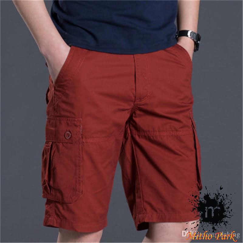 Maroon Mans Comfortable Cotton Cargo Shorts Half Pants