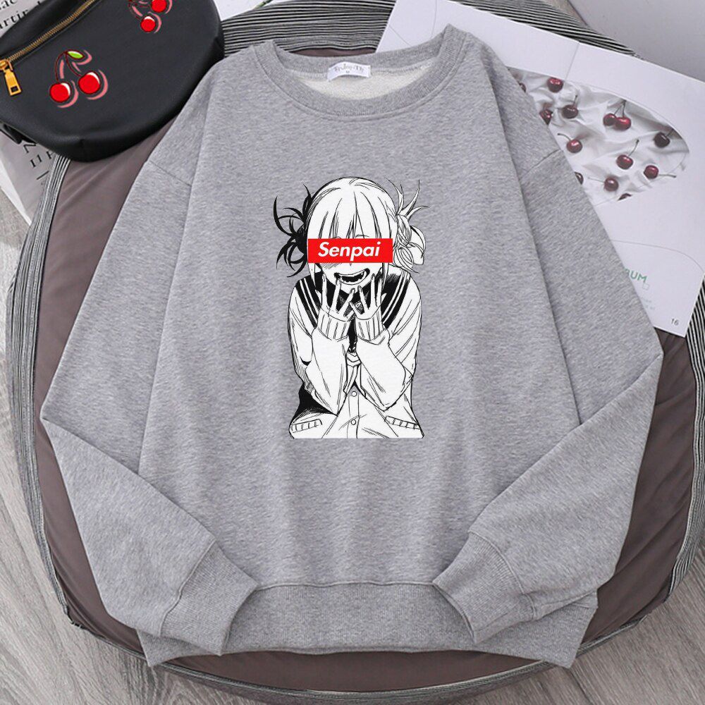 My Hero Academia Japan Anime Himiko Senpai Fashion Sweatshirt Men Crewneck Pullover Winter Sportswear Hoodie Sweatshirt
