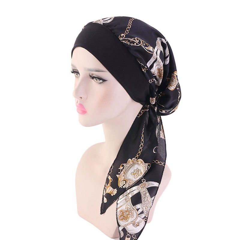 【ALLGOOD】Women Cancer Head Scarf Chemo Hair Loss Hat Turban PreTied Headwear Bandana A Int: One size