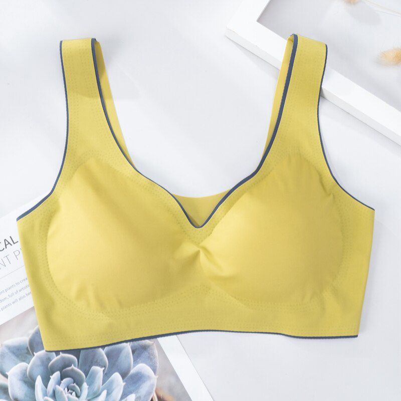 Latex Seamless Bra Women Push Up Underwear Cooling Gathers Shock-Proof Pad Female Intimate Fashion Soft Comfortable Bralette
