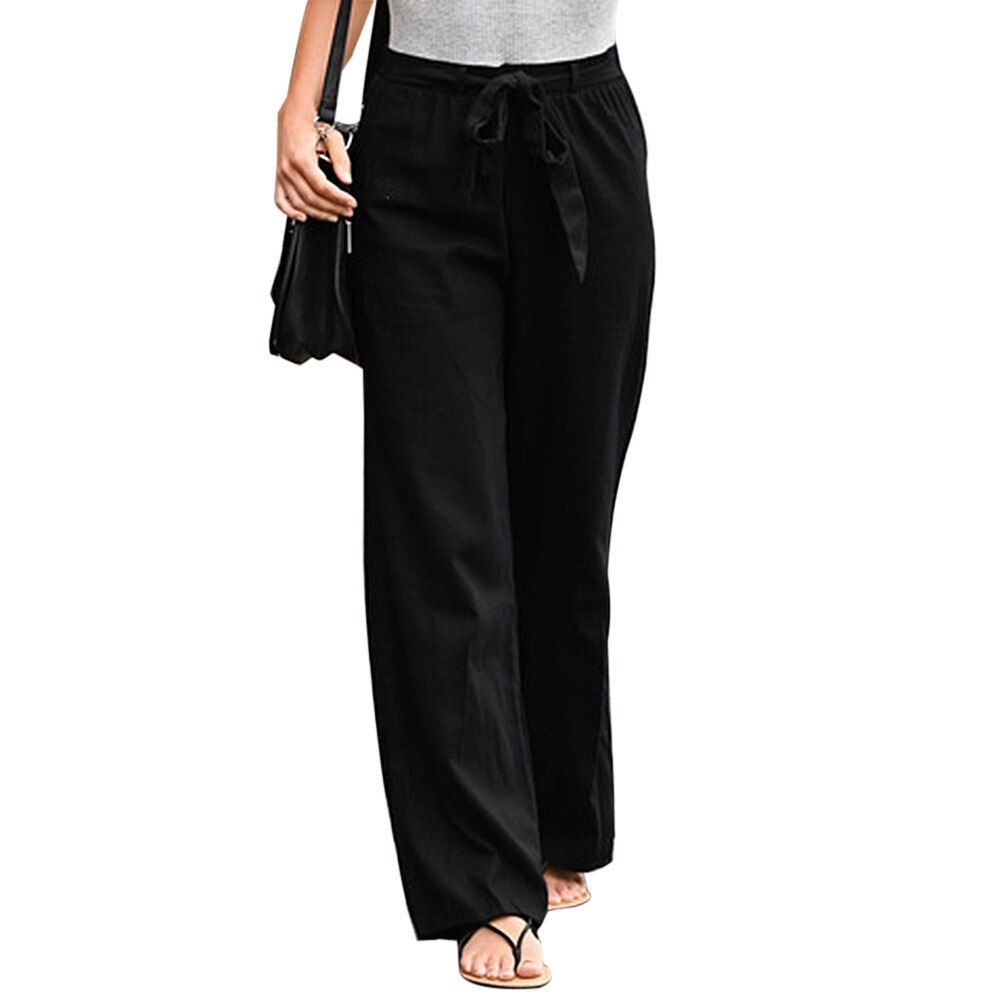 Women Pants Linen Cotton Casual Pants Solid Green Trousers Summer Female Ankle-length Length Trousers