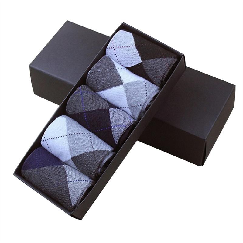 5 Pairs Mens Socks Anti-Skid Comfortable Warm Cotton Socks Long for Men Winter Autumn (Rhombus)