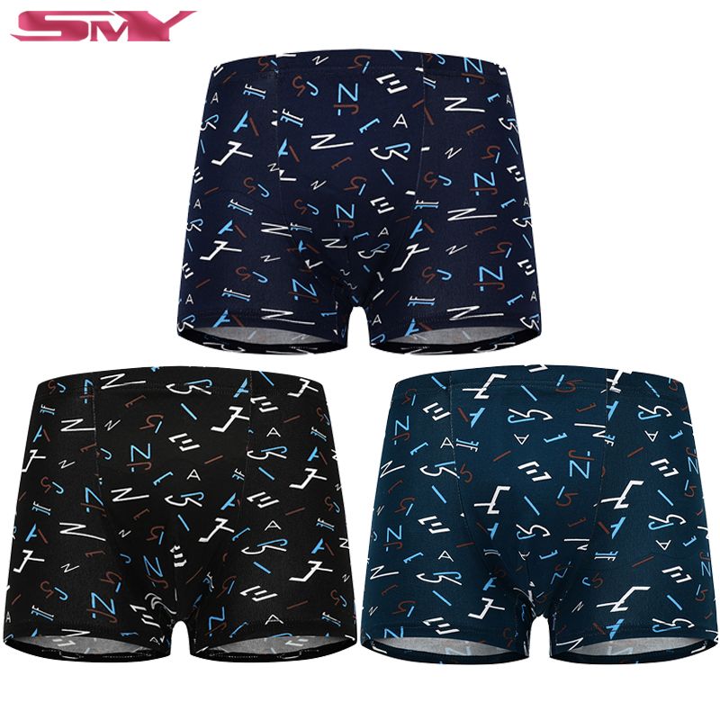3Pcs New Print Design Men's Polyester Fiber Boxer Unserwear Mixed Style Breathable Boy Briefs