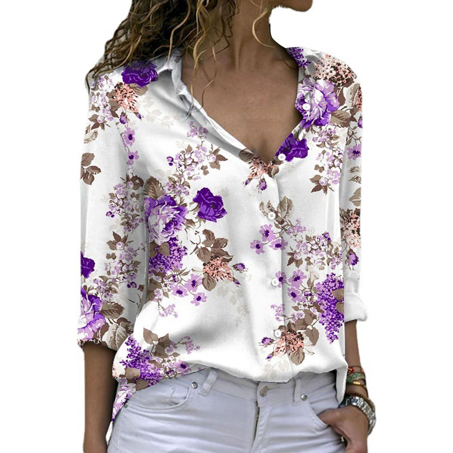 Women Shirt Soft Single-ed Lady Blouse