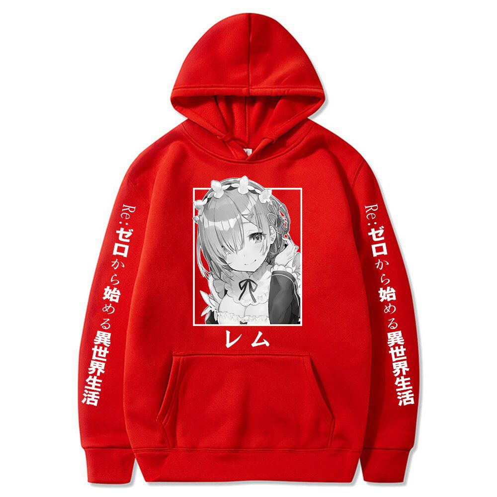 Re:Zero Restarting Life from Zero in World Print Harajuku Anime Rem Ram Long Sleeve Korean Couple Hoodies