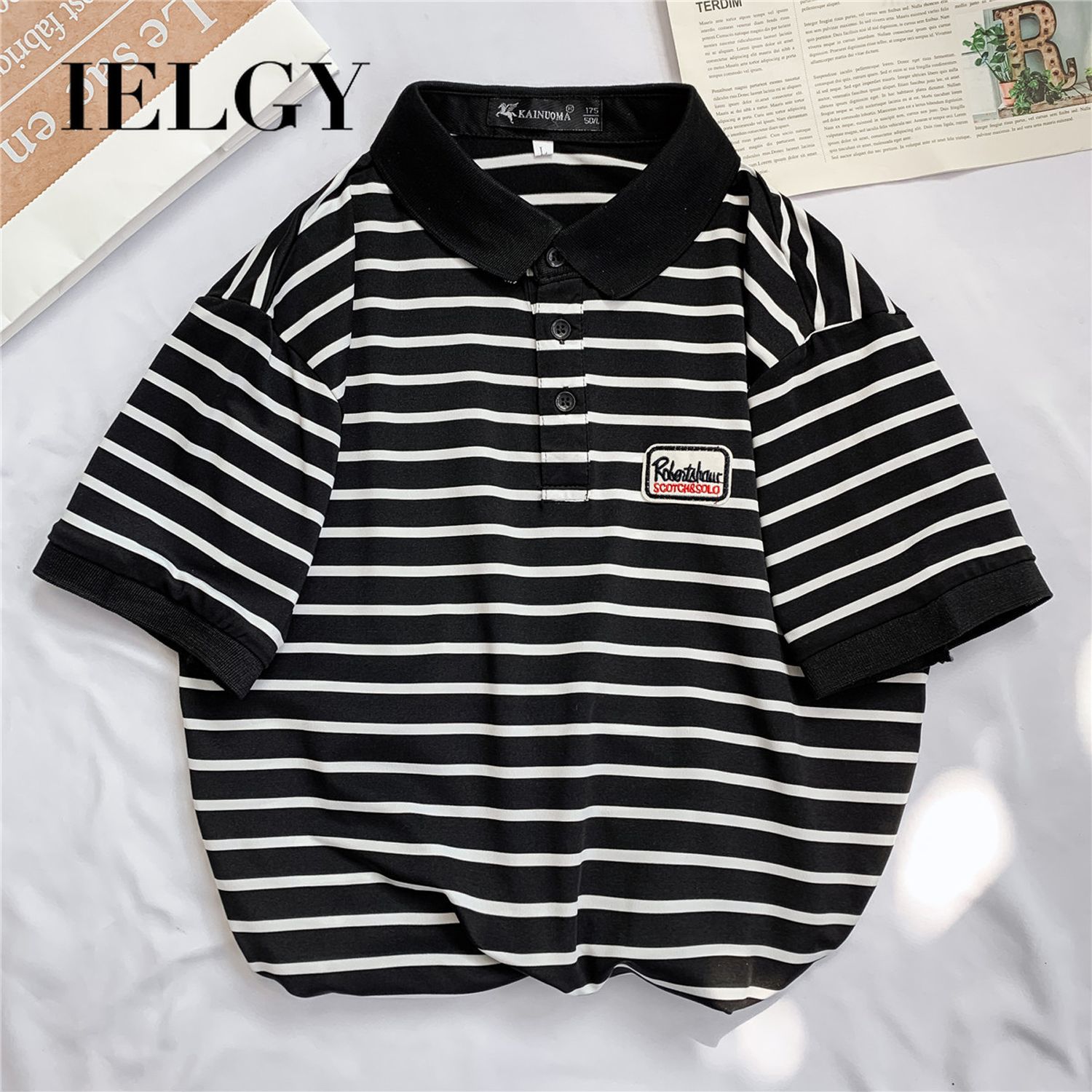IELGY Striped In Short-sleeved T-Shirt Boys Polo Shirt