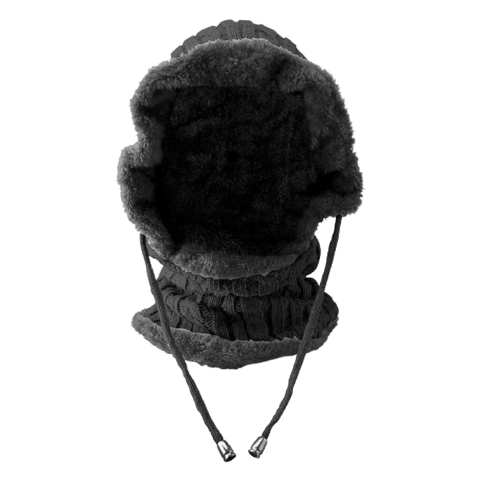 Visor Beanie Universal All-round Warmth Knit Cap with Scarf