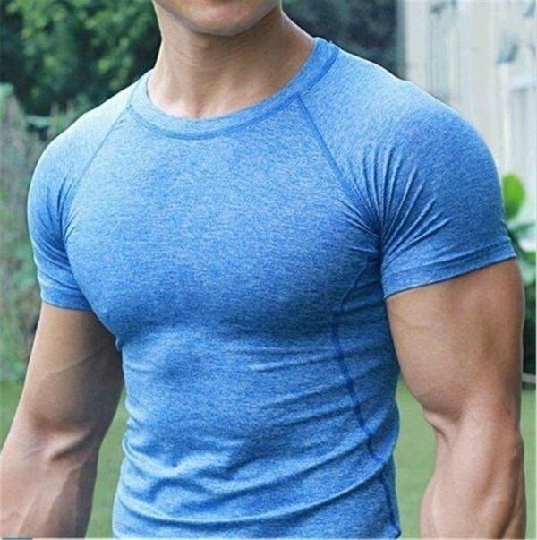 Men Quick Dry Fitness Tees Outdoor Sport Running Climbing Short Sleeves Tights Bodybuilding Tops Gym Train Compression T-shirts