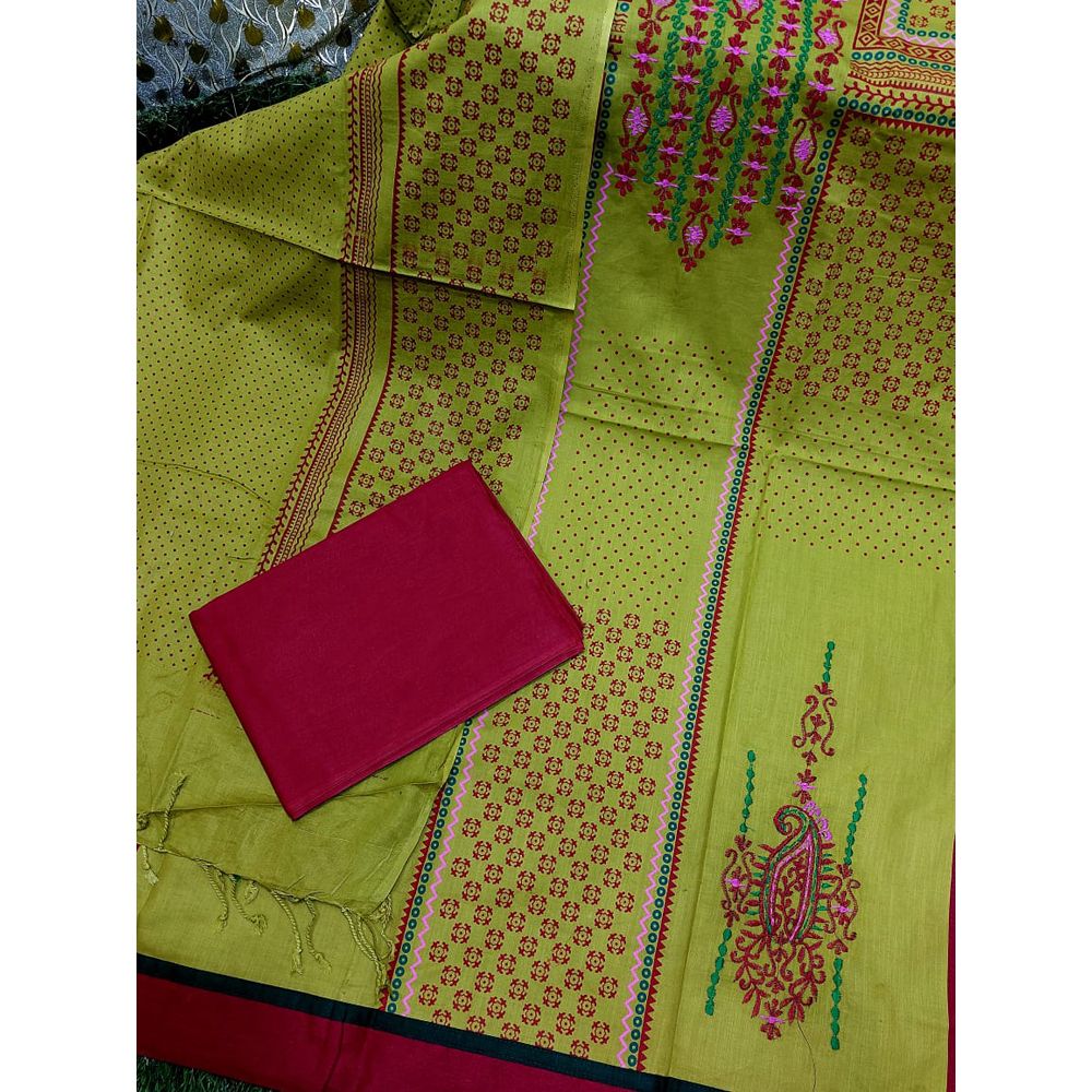 New  Unstitched  computer embortery work party dress Three Piece For Women