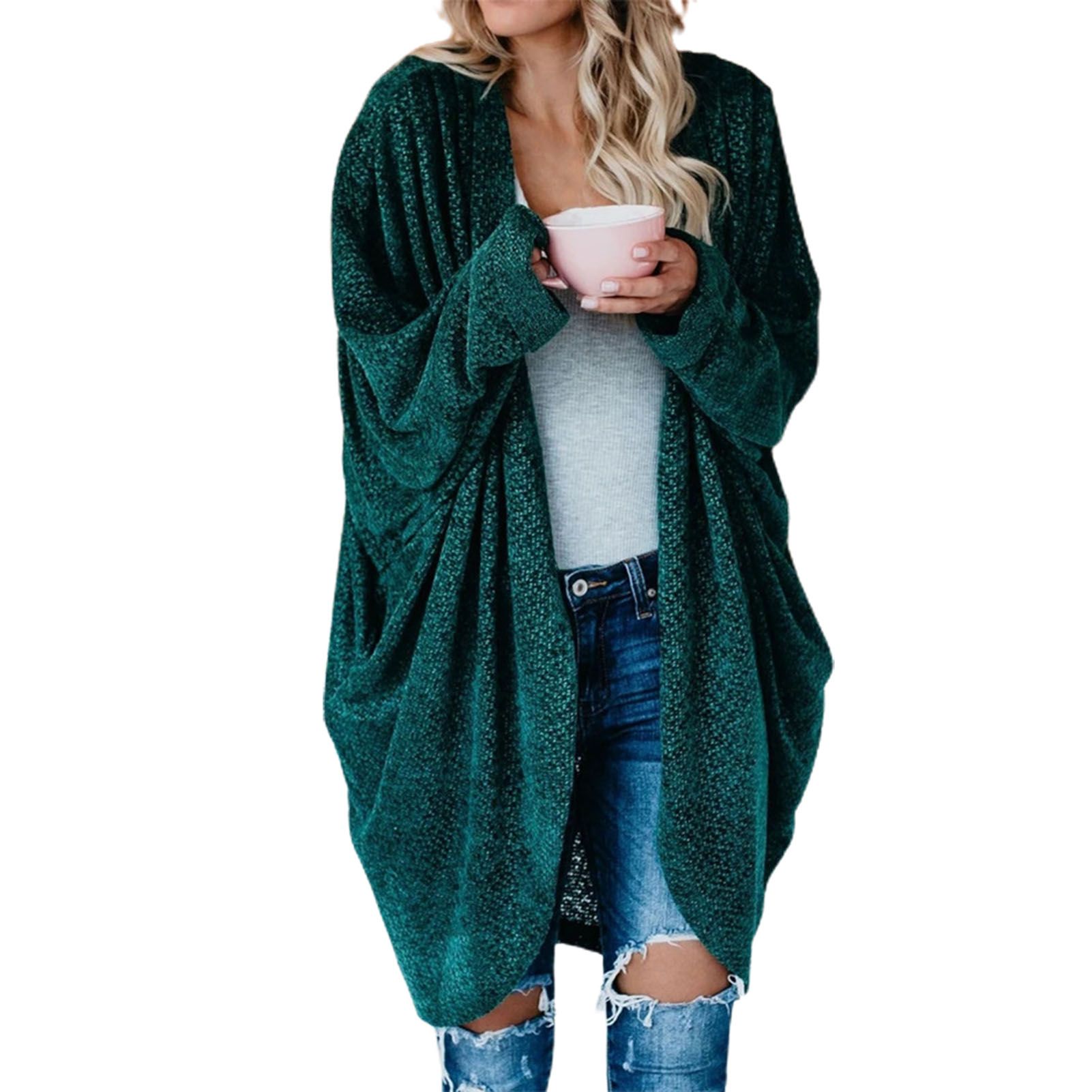 Knitted Coat Warm Christmas Snowman Print Drape Knitted Coat