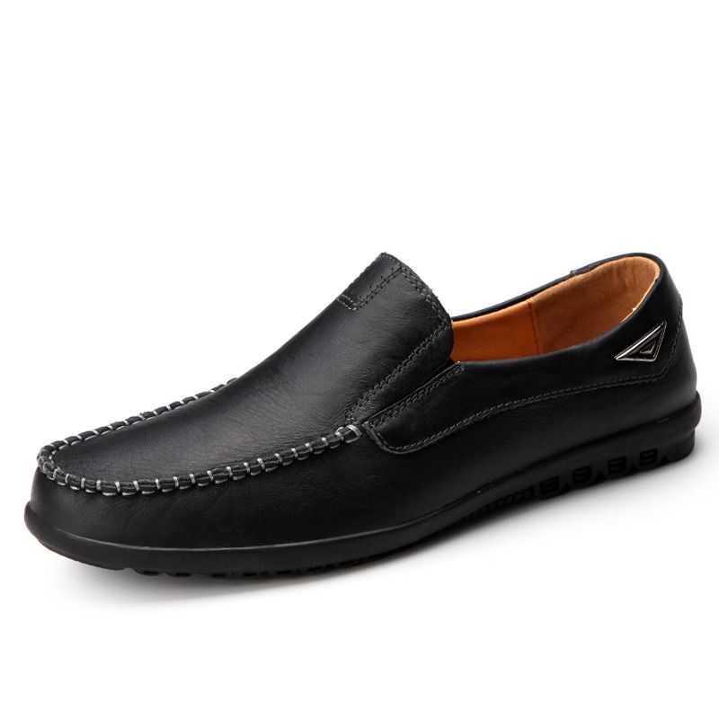 Leather Men Casual Shoes KEZZLY Mens Loafers Moccasins Breathable Slip on Black Driving Shoes Plus Size 37-47