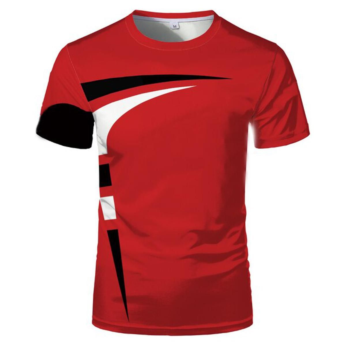 Fashion 3D printing summer short-sleeved round neck men and women same sports T-shirt