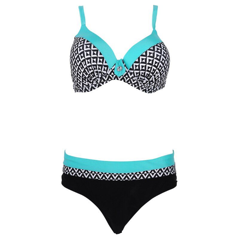 Fashion Women Two Pieces Swimsuit Push Up Bra Low Waist Thongs Floral Print Summer Set Short Plus Size Bra Sets