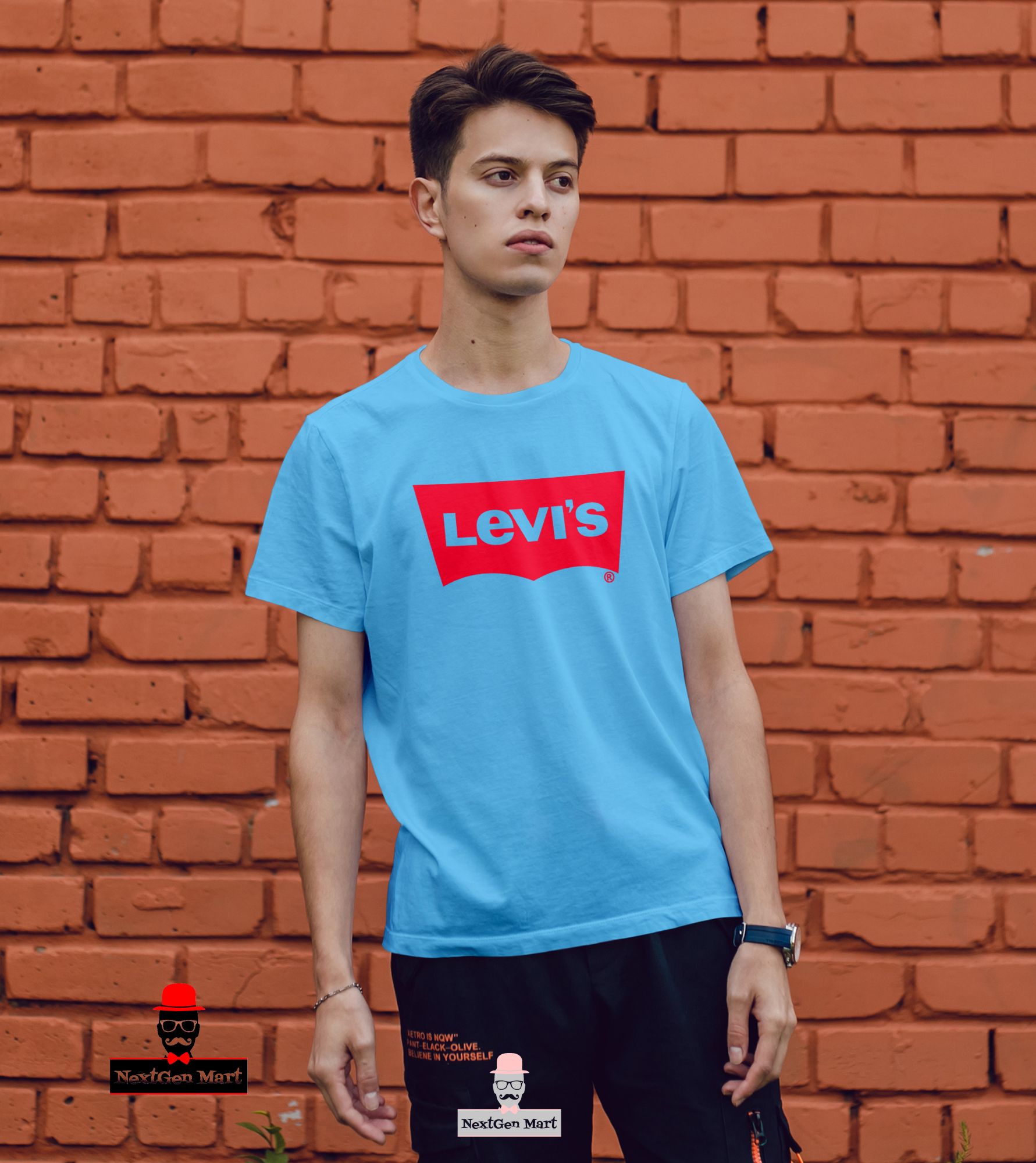 Red Le vi 'ss Logo Short Sleeve  Tshirt For Men & Women
