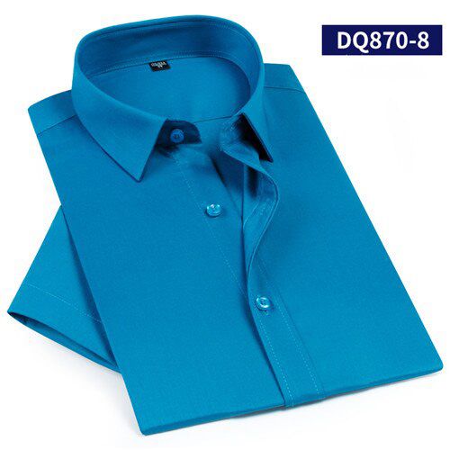Short Sleeve Men's Socal Shirt for Summer Bamboo Fiber Stretch Fabric Solid Man Shirts Business Office Spandex without Pocket
