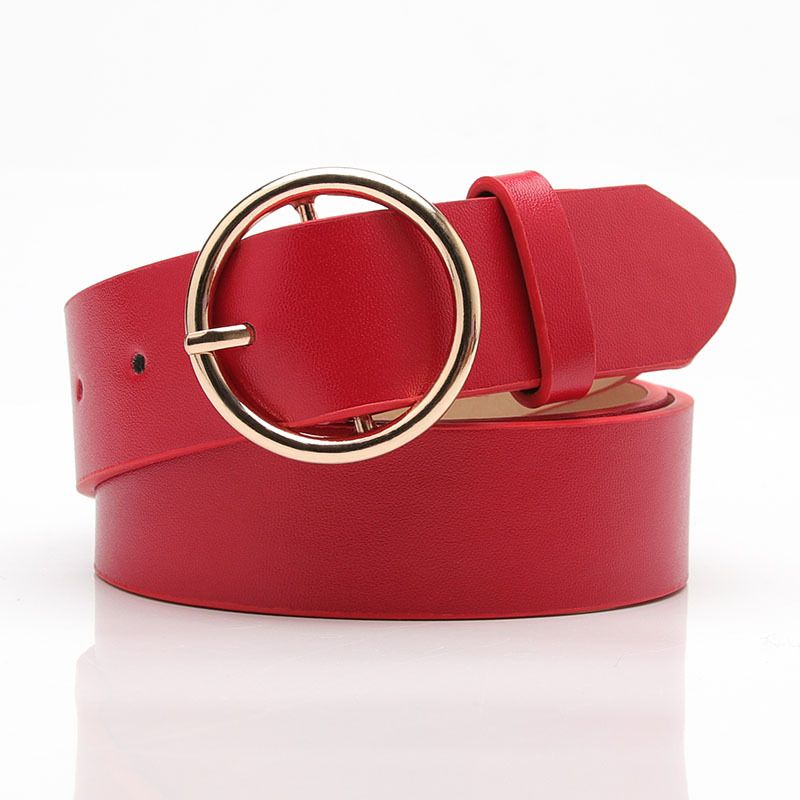 Loldeal 3.3x105cm Popular Women's Belt Round Buckle Casual Simple All-Match Women's Jeans Accessories Belt Women's