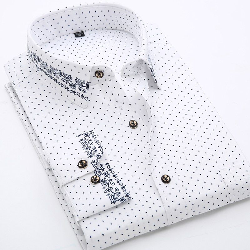 Mens Long Sleeve Casual Shirt Floral Print Thin Youthful Hawaiian Shirts Slim Fit Spring Autumn Clothing Beach Shirt
