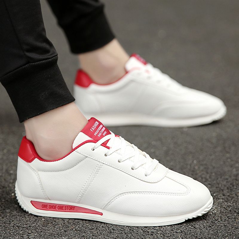 White Shoes For Men Sneakers Unisex Korean Style Casual Shoes Black Lace Up Flats Student Men Shoes Boy Sneakers