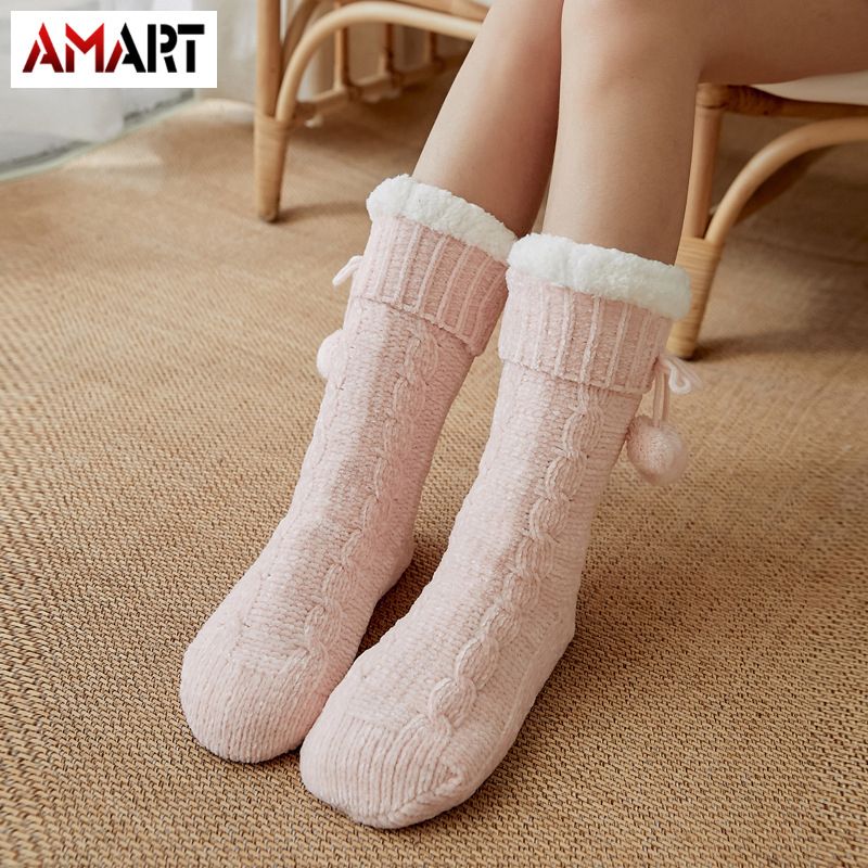 Fuzzy Socks Cute Colorful Warm Plush Soft Slipper Sock Sleep Stocking For Women Girls