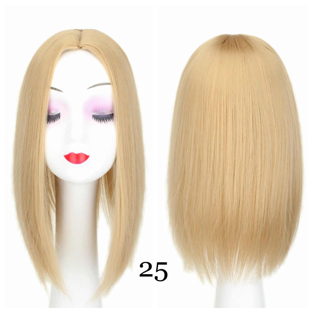 OIMG Bestgosynthetic Clip On Hair Topper Piece Women Hairpiece Toupee Straight Bob Style Without Bangs