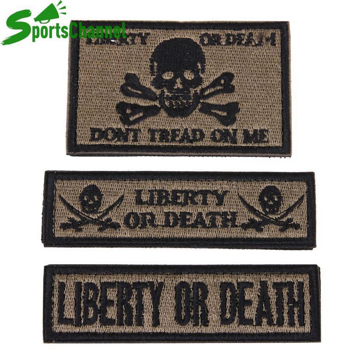 【BestGO】3pcs/set LIBERTY OR DEATH 3D Magic Tape Embroidered Patches For Clothes( Green) intl