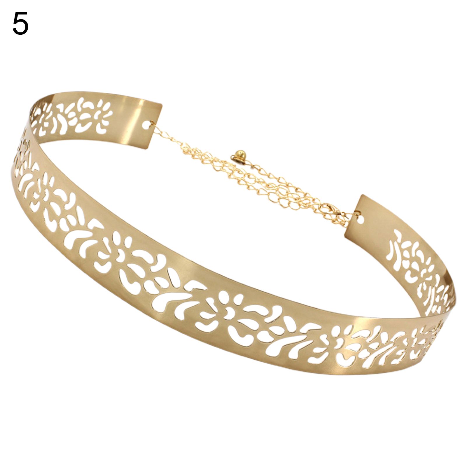 Lady Waistband Exquisite Workmanship Metal Plate Link Chain Skinny Waist Belt
