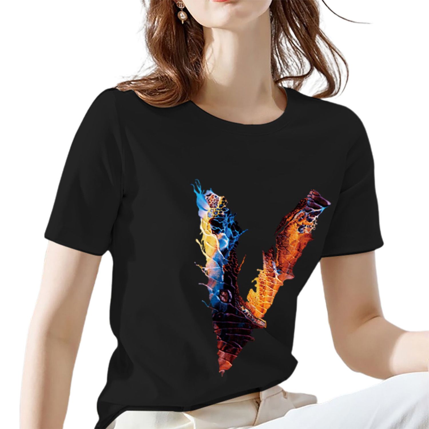 Lady Shirt Letter Print Lightweight Shirt