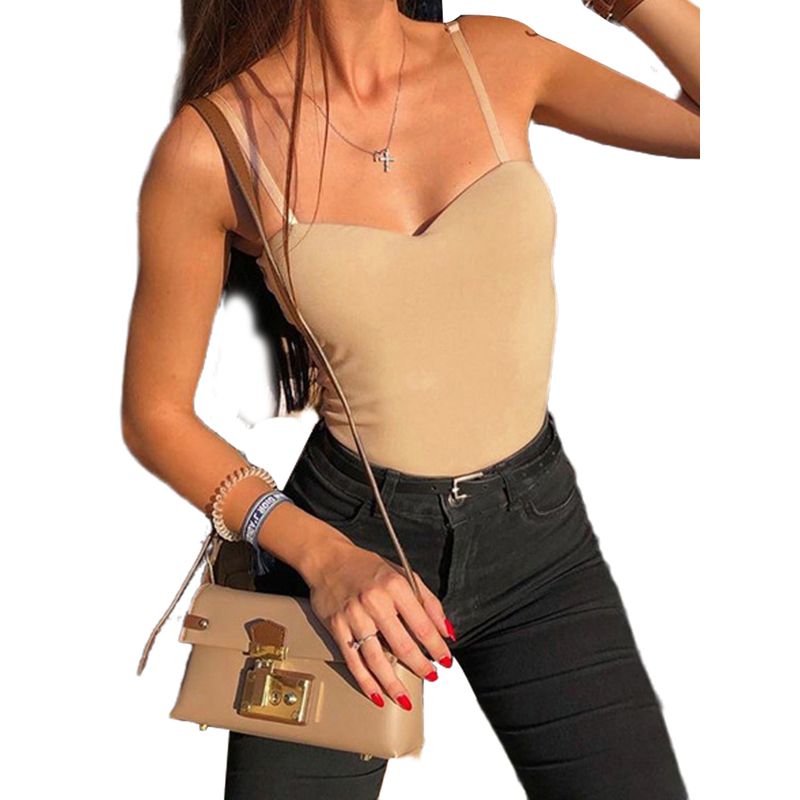 Ladies Solid Color Slim Jumpsuit Summer Autumn Body Shaping Personalized Strap Bodysuit Women Sleeve